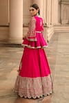 Shop_JAYANTI REDDY_Pink Raw Silk Round Embroidered Kurta Bridal Lehenga Set _at_Aza_Fashions