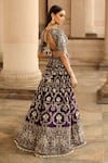 Shop_JAYANTI REDDY_Purple Raw Silk V Neck Embroidered Bridal Lehenga Set _at_Aza_Fashions