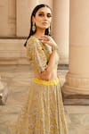 JAYANTI REDDY_Yellow Raw Silk Round Embroidered Bridal Lehenga Set _at_Aza_Fashions