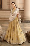 Buy_JAYANTI REDDY_Yellow Raw Silk Round Embroidered Bridal Lehenga Set _Online_at_Aza_Fashions