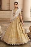 Buy_JAYANTI REDDY_Yellow Raw Silk Round Embroidered Bridal Lehenga Set _at_Aza_Fashions