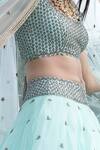 Buy_Keerthi Kadire_Blue Raw Silk, Organza Scoop Neck Embroidered Lehenga Set _Online_at_Aza_Fashions