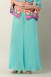 Limerick by Abirr N' Nanki_Blue Georgette Plain Ela Flared Pant  _Online_at_Aza_Fashions