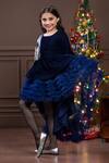 Shop_Hoity Moppet_Blue Velvet, Tulle Asymmetric Trail Dress _at_Aza_Fashions