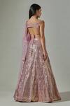 Shop_Basanti - Kapde Aur Koffee_Purple Georgette, Soft Net Foil Work V Neck Leather Bridal Lehenga Set_at_Aza_Fashions