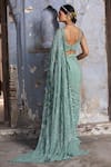 Nitika Gujral_Green Georgette, Organza, Pashmina Beads, Sequins, And Work Saree With Blouse _Online_at_Aza_Fashions