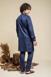 Shop_Abkasa_Blue 100% Cotton Modal Silk Splatter Pattern Kurta And Pyjama Set  _at_Aza_Fashions