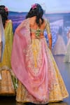 Shop_Anushree Reddy_Yellow Organza Embroidery Gulzar Palm Tree Bridal Lehenga Set  _at_Aza_Fashions