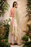 Shop_Bairaas_Peach Mulmul Printed Khari Round Lehenga Set For Women_at_Aza_Fashions