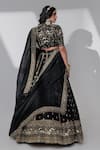 Shop_Taisha_Black Silk Embroidery Round Neck Forest Jaal Blouse _at_Aza_Fashions