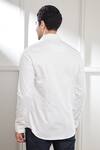 Shop_Seven_White Cotton Sateen Plain Perspective Constrast Panel Shirt _at_Aza_Fashions