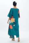 Shop_Sitaraa_Green Poplin Printed Flower Boat Guldasta Long Tunic And Flared Pant Set _at_Aza_Fashions