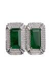 Shop_Mozaati_Green Stone Edith Embellished Ear Studs _at_Aza_Fashions