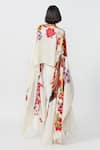 Shop_Saaksha & Kinni_Ivory Chiffon Abstract Floral Boat Kaftan Cape _at_Aza_Fashions