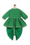 Shop_Tiber Taber_Green 100% Cotton Bandhani Angrakha Kurta And Dhoti Pant Set _at_Aza_Fashions
