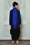 Shop_Arihant Rai Sinha_Blue Silk, Cotton Kurta And Black Pleated Dhoti Pant Set _at_Aza_Fashions