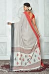 Shop_Samyukta Singhania_Off White Pure Cotton Woven Geometric And Striped Saree _at_Aza_Fashions