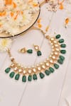 Shop_Swabhimann_Green Pearls, Diamonds Kundan Embellished Necklace Set _at_Aza_Fashions