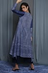 Shop Krishna Mehta Blue Chanderi Block Print Bandhej Round Tunic at Aza Fashions Shop_Krishna Mehta_Blue Chanderi Block Print Bandhej Round Tunic _at_Aza_Fashions