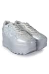 Anaar_Silver Disco 22 Signature Geometric Pattern Sneaker Wedges _Online_at_Aza_Fashions