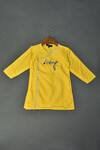 Shop_Maaikid_Yellow Cotton, Silk Embroidery Krishna And Flute Embellished Kurta Set _at_Aza_Fashions