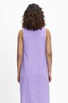 Shop_Terra Luna_Purple 100% Linen Pointed Collar High Low Hem Shirt Dress _at_Aza_Fashions