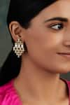 Shop_House Of Tuhina_Gold Plated Mirror Studded Falak Teer Earrings _at_Aza_Fashions