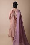 Shop_Rhua_Pink Silk, Cotton, Silk, Neeti Floral Placement Kurta Set _at_Aza_Fashions
