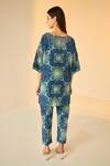 Shop_Betrue_Blue Cotton, Silk Round Neck Flower Mandala Print Top And Pant Set _at_Aza_Fashions