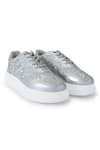 Anaar_Silver Disco 22 Classic Geometric Pattern Sneakers _Online_at_Aza_Fashions