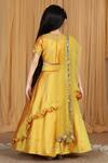 Shop_The Little Celebs_Yellow Silk, Net, Crepe Mirrors Embroidered Blouse Lehenga Set _at_Aza_Fashions
