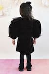 Shop_Fayon Kids_Brown Velvet Balloon Sleeve Dress _at_Aza_Fashions