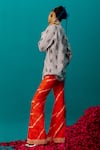 Shop_Latha Puttanna_Orange Soft Silk Leheriya Embroidered Pearls Pant _at_Aza_Fashions