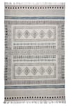 Shop_ORNA_Multi Color Cotton Hand Block Print Diamond Woven Rug _at_Aza_Fashions