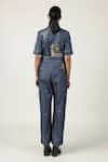 Shop Shahin Mannan Blue Denim Embroidery, Buckles Colourful Air Balloons Jumpsuit With Belt at Aza Fashions Shop_Shahin Mannan_Blue Denim Embroidery, Buckles Colourful Air Balloons Jumpsuit With Belt _at_Aza_Fashions