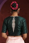 Shop_Weaver Story_Green Mashru Silk Hand Embroidered Zardozi U Neck Neckline Blouse _at_Aza_Fashions