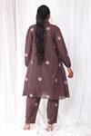 Shop_Khat_Brown Handloom Cotton High Neck Polka Pattern Kurta And Pant Set _at_Aza_Fashions