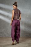 Shop_Aditi Somani_Wine Jumpsuit Silk Suede Hand Embroidered Sequins Jacket Open Pleated And Set _at_Aza_Fashions