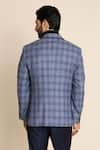 Shop_Gargee Designers_Blue 100% Wool Tweed Checks Checkered Pattern Blazer _at_Aza_Fashions