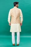 Shop_RNG Safawala_Beige Raw Silk Printed Floral Embroidered Bundi And Solid Kurta Set For Kids For Kids_at_Aza_Fashions