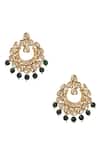 MINAKI_Green Stones Kundan Embellished Chandbalis _Online_at_Aza_Fashions