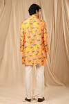 Shop_Masaba_Yellow Raw Silk Printed Candy Swirl Kurta For Men_at_Aza_Fashions