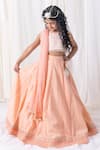 Shop_Chotibuti_Peach Cotton Pearls, Sequins, Tassels Thread Embroidered Border Lehenga Set _at_Aza_Fashions