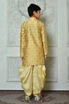 Shop_Petite Pomme_Yellow Polyester, Silk Paisley Pattern Kurta And Patiala Pant Set _at_Aza_Fashions
