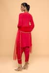 Shop_MAYU KOTHARI_Red Satin Modal Hand Embroidered Jute Tassels Patiala Pant  _at_Aza_Fashions