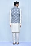 Shop_Arihant Rai Sinha_Blue Cotton Silk Printed Geometric Bundi And Kurta Set _at_Aza_Fashions