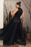 Shop House Of Fett Black Georgette Halter Neck Cross Body Twisted Gown at Aza Fashions Shop_House Of Fett_Black Georgette Halter Neck Cross Body Twisted Gown _at_Aza_Fashions
