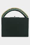 Shop_Aanchal Sayal_Green Stone Embroidered Emerald Box Bag_at_Aza_Fashions