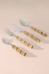 Shop_Table Manners_Silver Stainless Steel/wood Bamboo Cutlery Set_at_Aza_Fashions