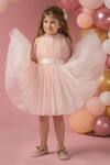 Shop_Darleen Kids Couture_Pink Net, Taffeta Pearls Ivy Flared Dress _at_Aza_Fashions